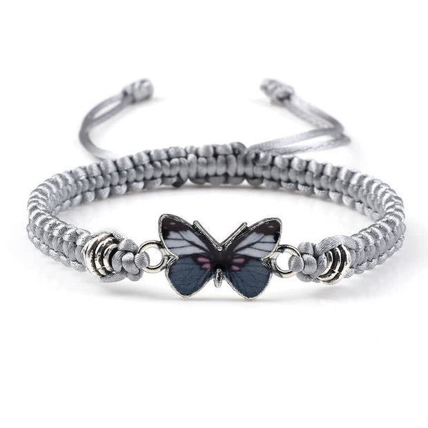 Buddha Stones Butterfly Freedom Love String Charm Bracelet Bracelet BS Gray-Gray Butterfly