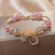 Buddha Stones Strawberry Quartz Moonstone Moon Star Love Bracelet Bracelet BS 3