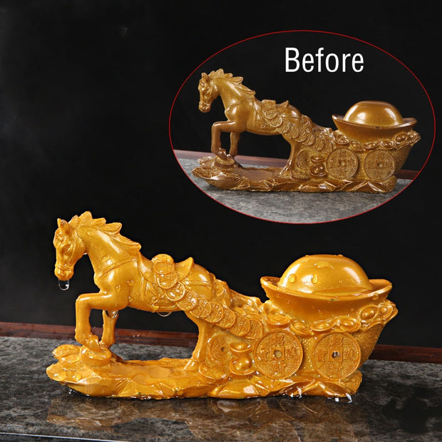 Buddha Stones Year Of The Dragon Color Changing Resin Horse Luck Tea Pet Home Figurine Decoration Decorations BS Horse 17.5*5*9cm