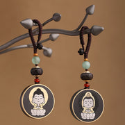 Buddha Stones Ebony Wood Rosewood Buddha Avalokitesvara Om Mani Padme Hum Balance Car Key Chain Decoration Key Chain BS 6