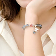 Buddha Stones Moonstone Strawberry Quartz Flower Healing Charm Bracelet Bracelet BS 1