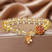 Buddha Stones Natural Citrine Flower Charm Prosperity Protection Bracelet
