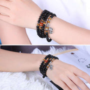 Chinese Zodiac 108 Beads Black Obsidian Tiger Eye Fortune Mala Bracelet Mala Bracelet BS 9