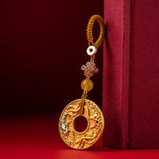 Buddha Stones Double Koi Fish Peace Buckle Wealth Luck Key Chain Key Chain BS 4