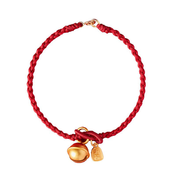 Buddha Stones Handmade Fu Character Charm Luck Happiness Bell Red Rope Bracelet Bracelet BS Red(Wrist Circumference 14-16cm)