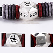 Buddha Stones 999 Sterling Silver 12 Constellations of the Zodiac Blessing Handmade String Bracelet