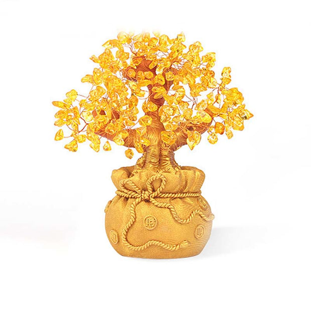 Buddha Stones Natural Citrine Money Tree Gemstone Ornament - Feng Shui for Prosperity Decoration BS 10