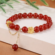 Buddha Stones Natural Red Agate White Agate Peach Blossom Self-acceptance Bracelet