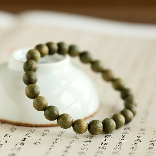 Buddha Stones Tibetan Green Sandalwood Soothing Cure Bracelet