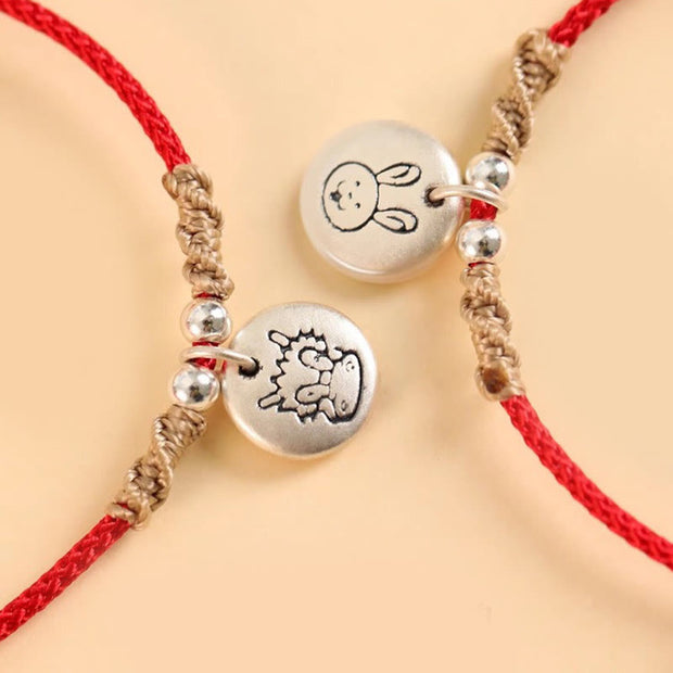 Buddha Stones Handmade 999 Sterling Silver Year of the Dragon Cute Chinese Zodiac Luck Braided Bracelet Bracelet BS 37