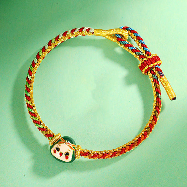 Buddha Stones Cute Zongzi Pattern Luck Colorful Handcrafted Eight Thread Peace Knot Bracelet