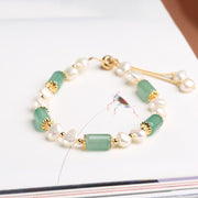 Buddha Stones Green Aventurine Pearl Pink Crystal Bead Luck Bracelet Bracelet BS 3
