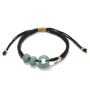 Buddha Stones 2Pcs Green Aventurine White Jade Peace Buckle Luck Braided Couple Bracelet Bracelet BS 8