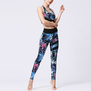 Buddha Stones 2Pcs Sunflower Flowers Leaves Print Top Pants Sports Fitness Yoga Women's Yoga Sets