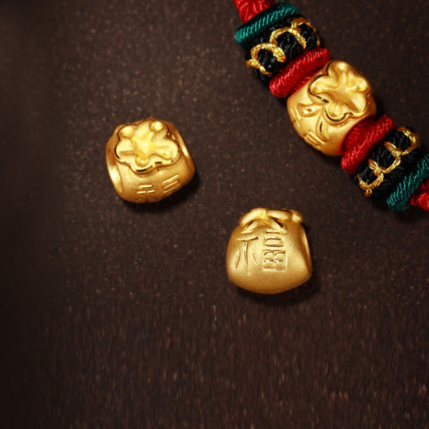 Buddha Stones 999 Gold Lucky Money Bag Fu Character Protection Handmade Eight Thread Peace Knot Bracelet