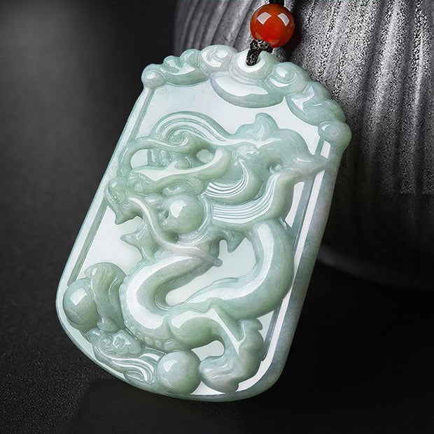 Buddha Stones Natural Jade 12 Chinese Zodiac Abundance Amulet Pendant Necklace Necklaces & Pendants BS Dragon
