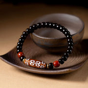 Buddha Stones Tibetan Natural Nine-Eye Dzi Bead Three-eyed Dzi Bead Wealth Bracelet Bracelet BS Retro Dzi Bead Coconut