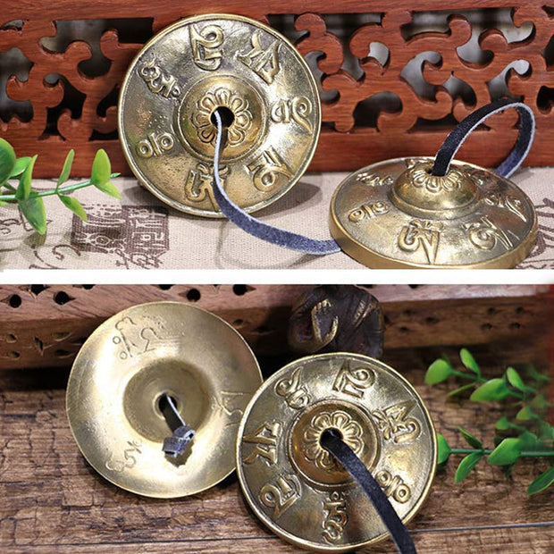 Buddha Stones Tibetan Tingsha Bell Six True Words Dragon Copper Balance Decoration With Bag Buddhist Supplies BS 5