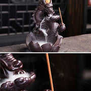 Buddha Stones Dragon Lotus Pattern Strength Protection Ceramic Incense Burner Decoration
