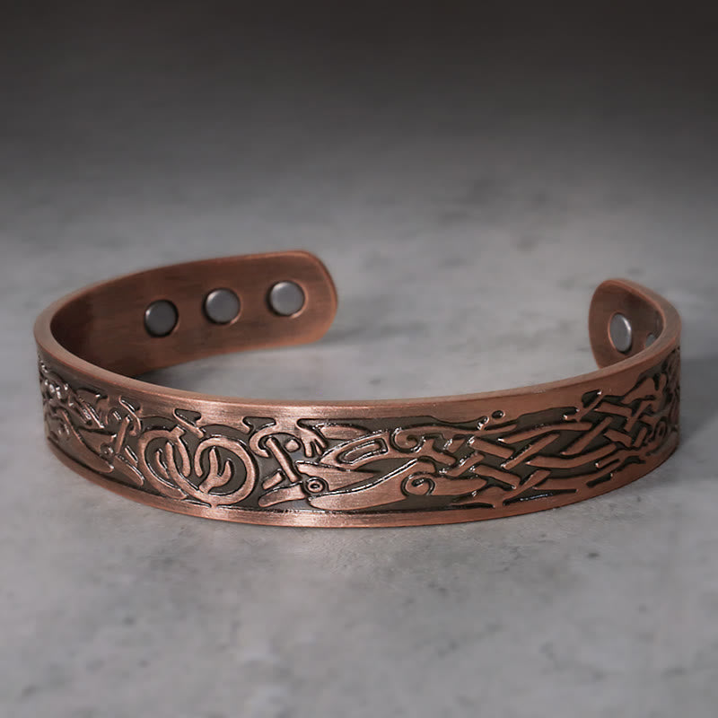 Buddha Stones Viking Birds Magnetic Copper Adjustable Cuff