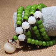 Buddha Stones Natural Bodhi Seed 108 Beads Mala Wisdom Bracelet Mala Bracelet BS 7mm*9mm #2