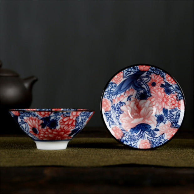 Buddha Stones Flowers Fu Character Mountains Lotus Cherry Blossoms Ceramic Teacup Kung Fu Tea Cup