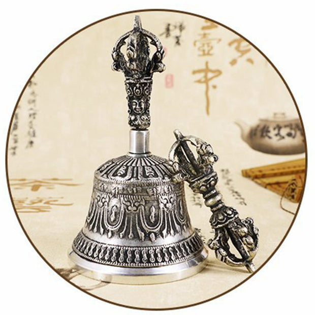 Buddha Stones Tibetan Meditation Bell and Vajra Dorje Copper Decoration Set Buddhist Supplies BS 24