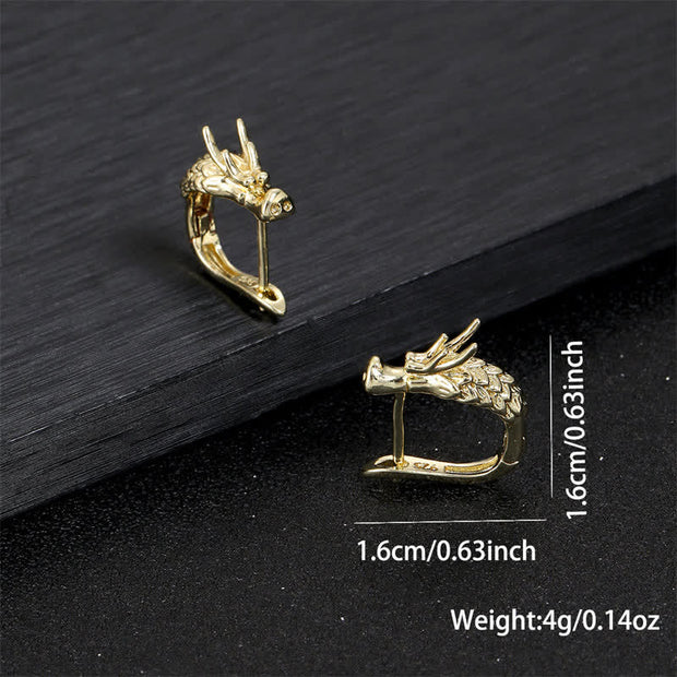 Buddha Stones Dragon Design Strength Protection Earrings
