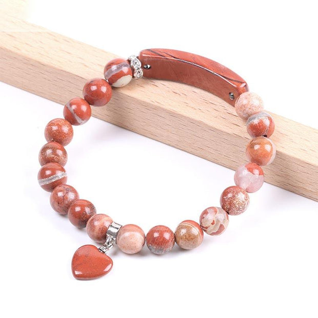 Buddha Stones Natural Quartz Love Heart Healing Beads Bracelet Bracelet BS 30