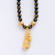 Buddha Stones FengShui Obsidian PiXiu Wealth Necklace Necklace BS 2