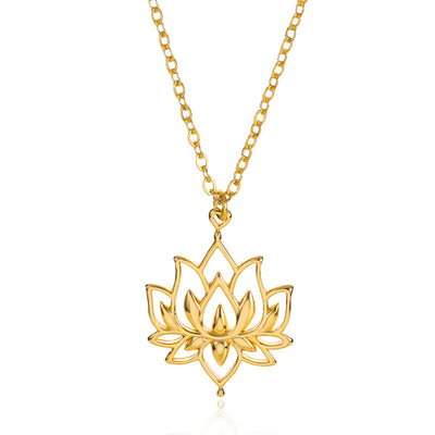 Buddha Stones Lotus Titanium Steel Enlightenment Necklace Pendant Ring Necklaces & Pendants BS Gold Lotus Necklace