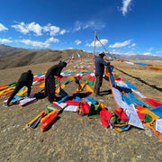 Buddha Stones Tibetan 5 Colors Silk Windhorse Auspicious Outdoor 25 Pcs Prayer Flag