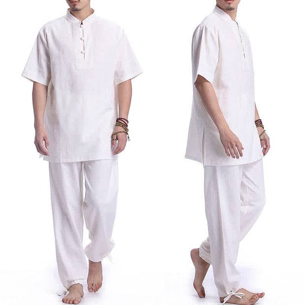 Buddha Stones Spiritual Zen Meditation Prayer Practice Cotton Linen Clothing Men's Set Clothes BS 9
