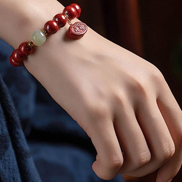 Buddha Stones Cinnabar Jade Healing Protection Charm Bracelet Bracelet BS 3