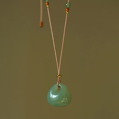 Buddha Stones Natural Jade Luck Prosperity Necklace Pendant (Random Color) Necklaces & Pendants BS Jade (Prosperity ♥ Abundance)