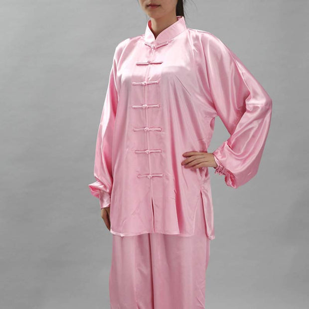 Buddha Stones Simple Pattern Meditation Prayer Spiritual Zen Tai Chi Qigong Practice Unisex Clothing Set Clothes BS Light Pink XXL