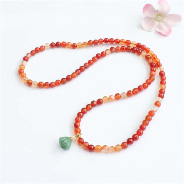 Buddha Stones Natural Red Agate Jade Lotus Confidence Blessing Auspicious Bracelet Bracelet BS 7