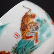 Buddha Stones Tiger Lotus Flower Leaf Koi Fish Gilt Ceramic Teacup Kung Fu Tea Cup 175ml Cup BS 6