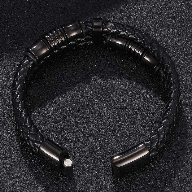 Buddha Stones Layered Leather Weave Fortune Bracelet Bracelet BS 6