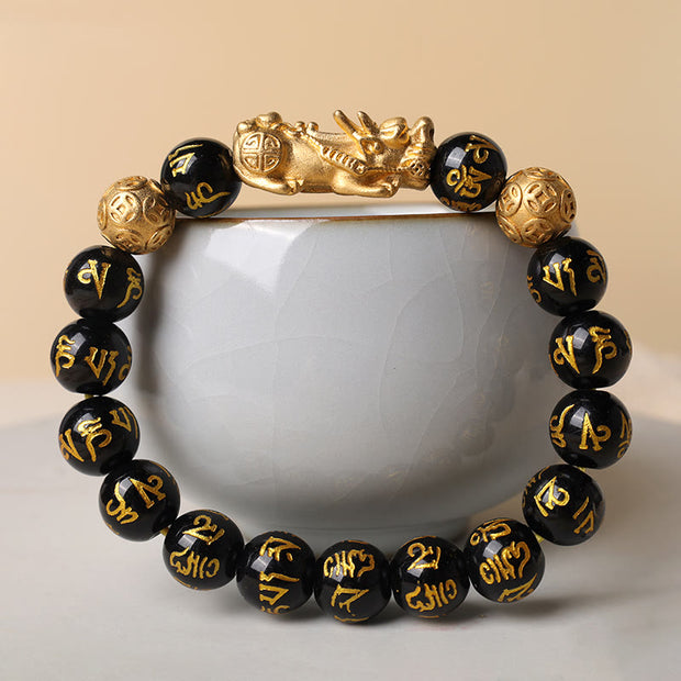 Buddha Stones FengShui PiXiu Obsidian Wealth Bracelet Bracelet BS 7
