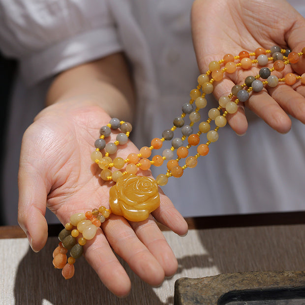 Buddha Stones Tibetan Golden Silk Jade Wealth Pendant Necklace Necklaces & Pendants BS 3