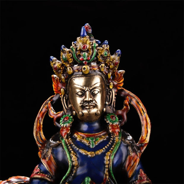 Buddha Stones Yellow Jambhala Bodhisattva Figurine Serenity Copper Statue Home Decoration Decorations BS 5