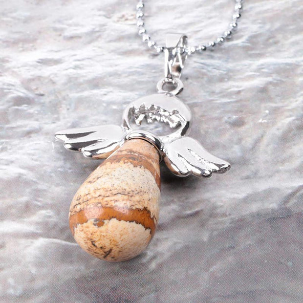 Buddha Stones Little Angel Wings Natural Crystal Luck Necklace Pendant Necklaces & Pendants BS 11