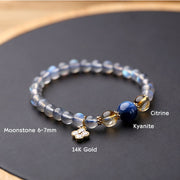 Buddha Stones Natural Moonstone Flower Chram Healing Beads Bracelet Bracelet BS 10