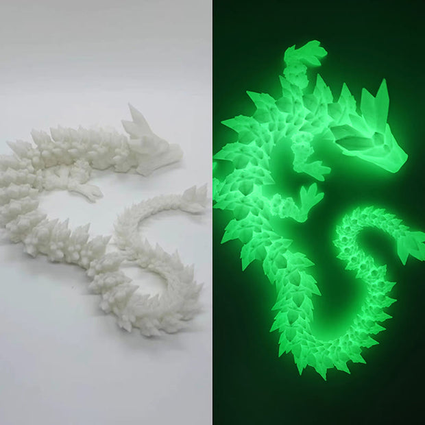 Buddha Stones Feng Shui Dragon Luminous 3D Printed Dragon Luck Success Home Decoration Decorations BS Luminous Green Dragon 60cm