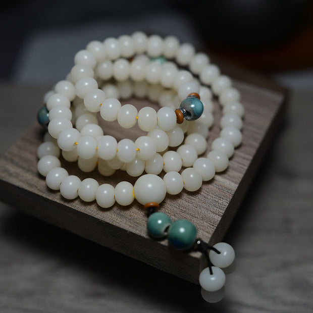 Buddha Stones 108 Mala Beads Bodhi Seed Keep Away Evil Spirits Calm Bracelet Mala Bracelet BS 1