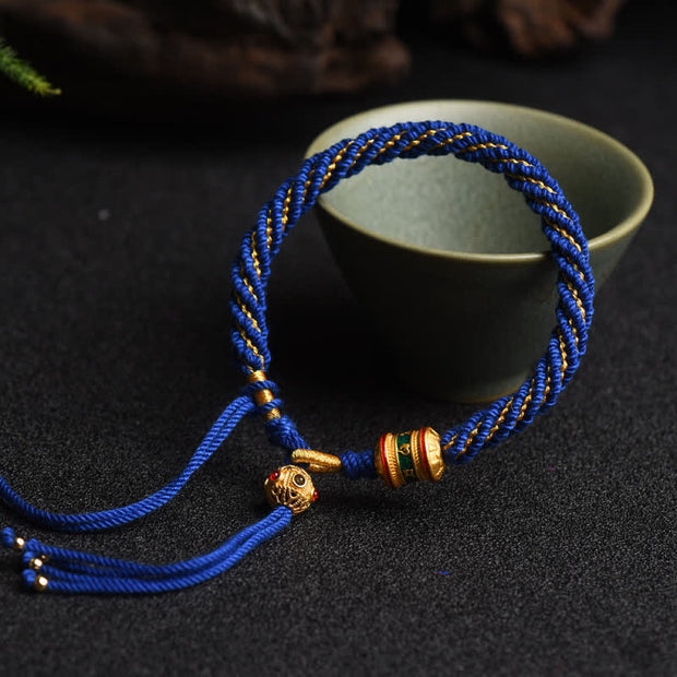 Buddha Stones Tibetan Handmade Luck Prayer Wheel Bead Charm Weave Colorful String Bracelet Bracelet BS 10