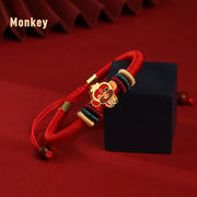 Buddha Stones Handmade 925 Sterling Silver Year of the Dragon Cute Chinese Zodiac Luck Braided Red Bracelet Bracelet BS Monkey(Wrist Circumference 14-19cm)