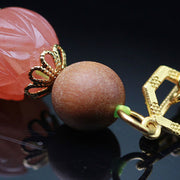 Buddha Stones Natural Hetian Jade Amber Lotus Red Agate Luck Abundance Bracelet Bracelet BS 5