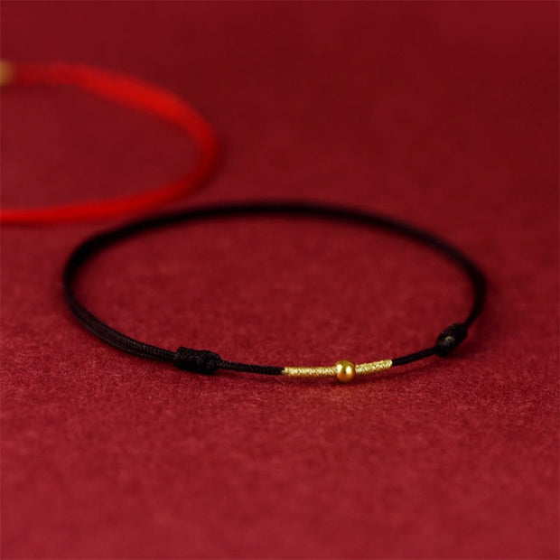 Buddha Stones Golden Bead Protection Braided Rope Bracelet Anklet Bracelet BS Black Anklet Circumference 21-27cm
